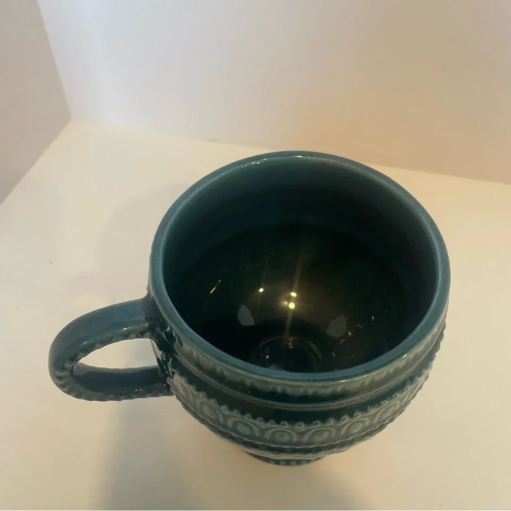 Vintage Royal Sealy Japan Mid Century Modern 1970s Blue/Teal Rare Tea Cup Mug‎